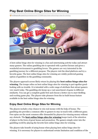Play Best Online Bingo Sites for Winning