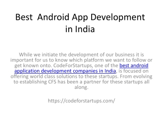Best Android App Development in India