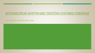 Automation Software Testing Course Chennai