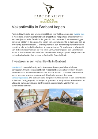 Vakantievilla kopen in Brabant