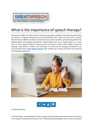 Online Speech Therapy | Greatspeech.com