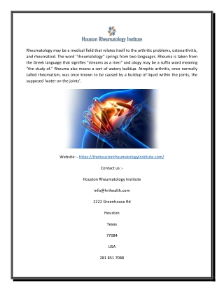 Gout specialist in Houston tx | Thehoustonrheumatologyinstitute.com