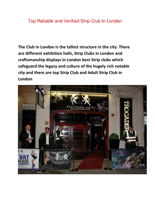 Top Reliable and Verified Strip Club In London