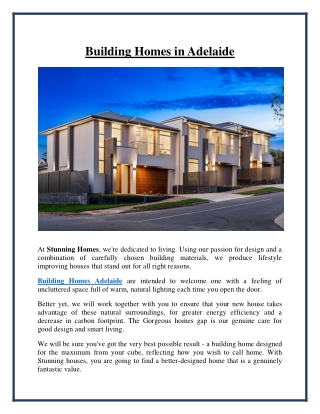 Building Homes Adelaide