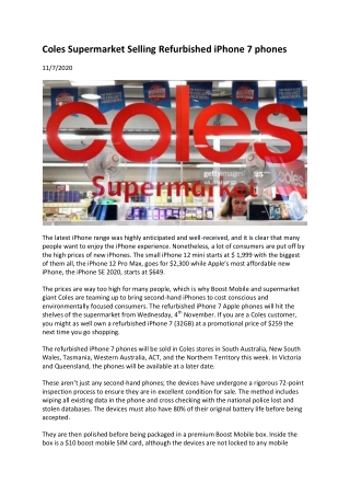 Coles Supermarket Selling Refurbished iPhone7 phones
