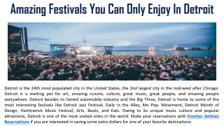 Amazing Festivals You Can Only Enjoy In Detroit