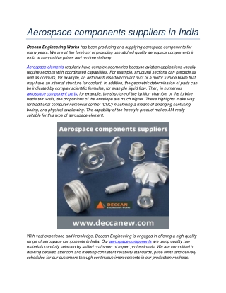 Aerospace components suppliers in India