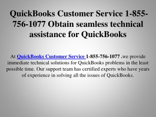 1-855-756-1077 QuickBooks Customer Service, Obtain seamless technical assistance for QuickBooks