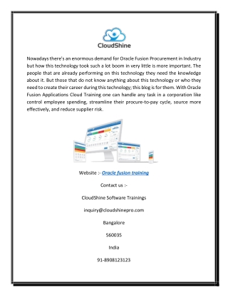 Oracle Fusion Training | CloudShine