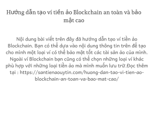 Hướng dẫn tạo ví tiền ảo Blockchain an toàn và bảo mật cao