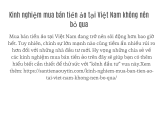 Kinh nghiệm mua bán tiền ảo tại Việt Nam không nên bỏ qua