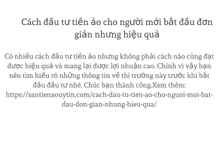 Cách đầu tư tiền ảo cho người mới bắt đầu đơn giản nhưng hiệu quả