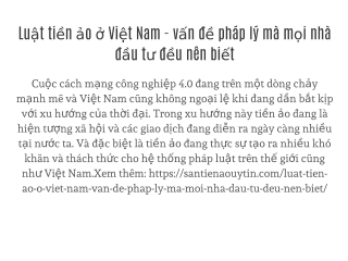 Luật tiền ảo ở Việt Nam - vấn đề pháp lý mà mọi nhà đầu tư đều nên biết