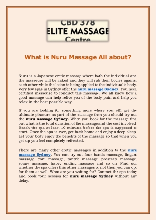 What is Nuru Massage All about?