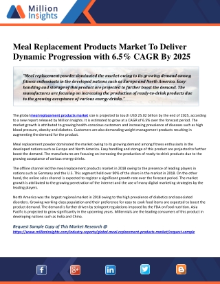 Meal Replacement Products Market To Deliver Dynamic Progression with 6.5% CAGR By 2025