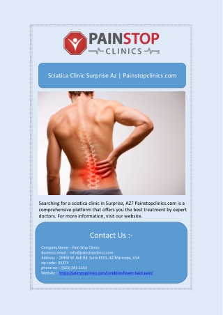 Back Pain Clinic Surprise Az | Painstopclinics.com