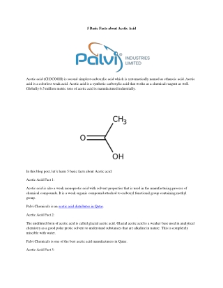 5 Basic Facts about Acetic Acid