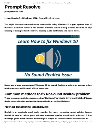 Learn How to fix Windows 10 No Sound Realtek issue