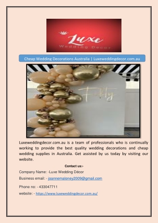Cheap Wedding Decorations Australia | Luxeweddingdecor.com.au