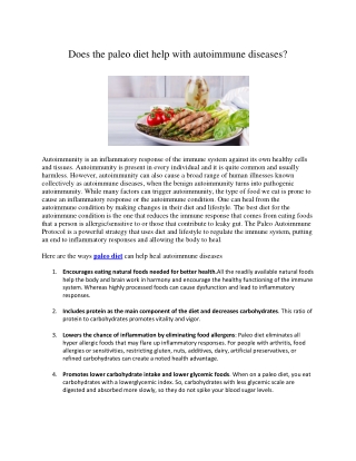 Does the paleo diet help with autoimmune diseases?