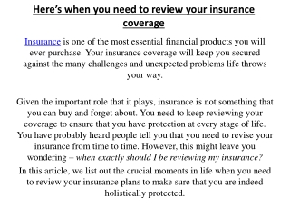 Here’s when you need to review your insurance coverage