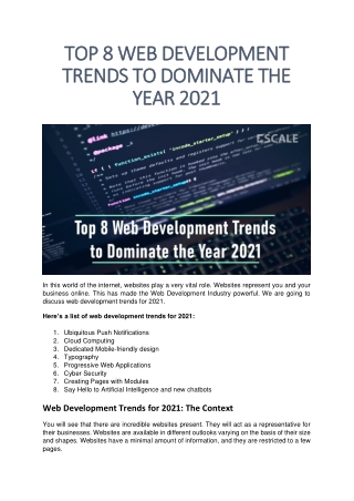 Top 8 Web Development Trends to Dominate the Year 2021
