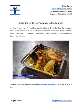 Searching for Greek Takeaway in Melbourne?