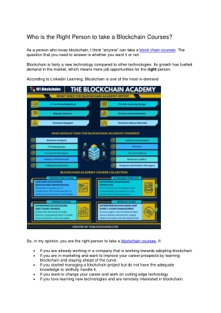 Who is the Right Person to take a Blockchain Courses