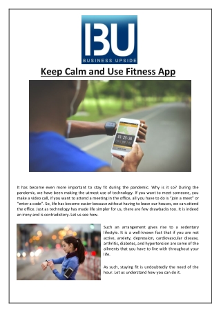 Keep Calm and Use Fitness App