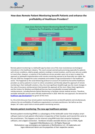 How does Remote Patient Monitoring benefit Patients and enhance the profitability of Healthcare Providers?