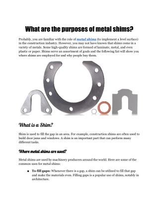 What are the Purposes of Metal Shims?