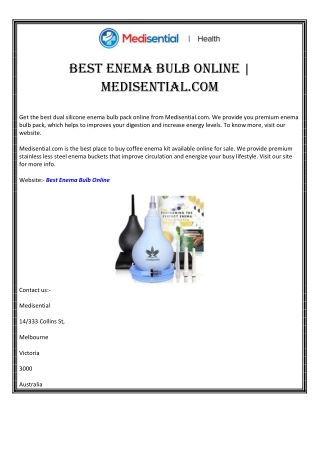 Best Enema Bulb Online | Medisential.com