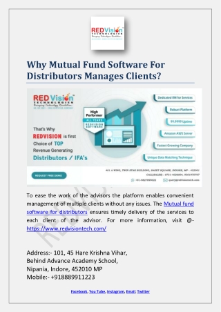 Why Mutual Fund Software For Distributors Manages Clients?