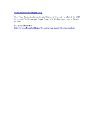 Flood Restoration Orange County