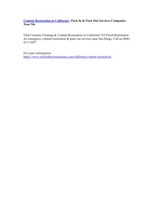 Content Restoration in California | Pack In & Pack Out Services Companies Near Me