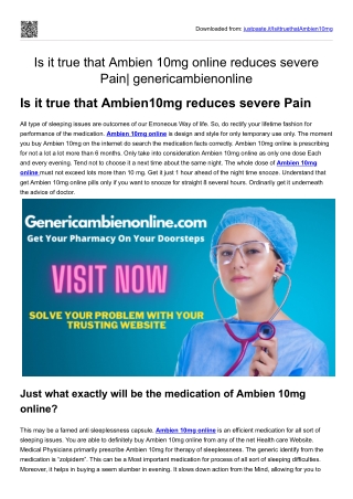 Is it true that Ambien 10mg online reduces severe Pain| genericambienonline