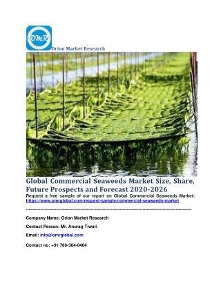 Global Commercial Seaweeds Market Size, Share, Future Prospects and Forecast 2020-2026