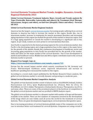 Cervical Dystonia Treatment Market Trends, Insights, Dynamics, Growth, Regional Outlook By 2023