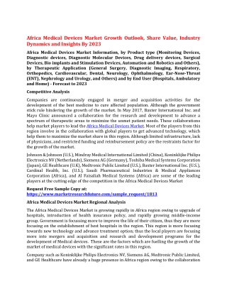 Africa Medical Devices Market Growth Outlook, Share Value, Industry Dynamics and Insights By 2023