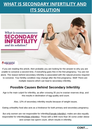 What is Secondary Infertility and its solution