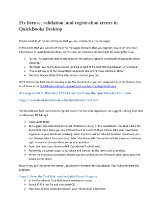 Fix license, validation, and registration errors in QuickBooks Desktop
