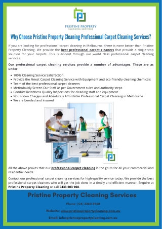Why Choose Pristine Property Cleaning Professional Carpet Cleaning Services?