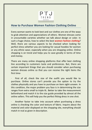 How to Purchase Women Fashion Clothing Online