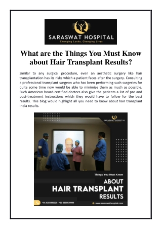 What are the Things You Must Know about Hair Transplant Results?