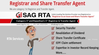 SAG RTA: Best Registrar & Transfer Agent Services Provider