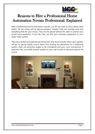 Reasons to Hire a Professional Home Automation Novato Professional: Explained