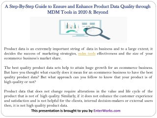 A Step-By-Step Guide to Ensure and Enhance Product Data Quality through MDM Tools in 2020 & Beyond