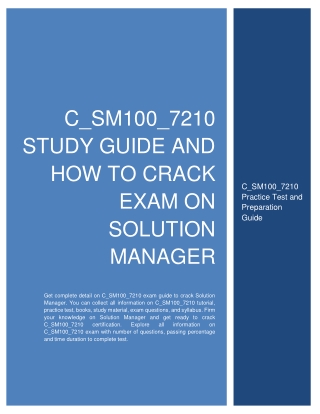 C_SM100_7210 Study Guide and How to Crack Exam on Solution Manager