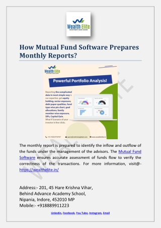 How Mutual Fund Software Prepares Monthly Reports?