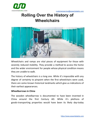 Rolling Over the History of Wheelchairs - Essential Aids UK